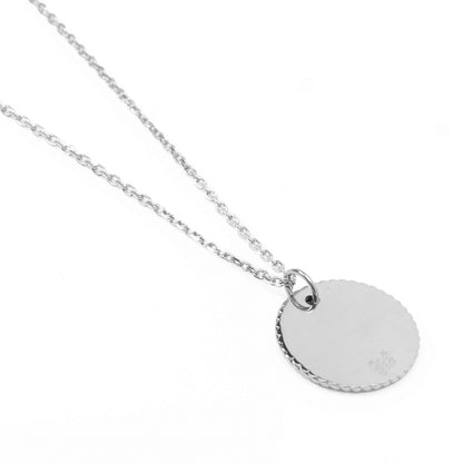 Stainless Steel Engravable Round Rope Edge Pendant Women's Box Chain Necklace Image 3