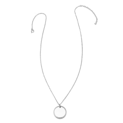 Stainless Steel Engravable Round Rope Edge Pendant Women's Box Chain Necklace Image 4