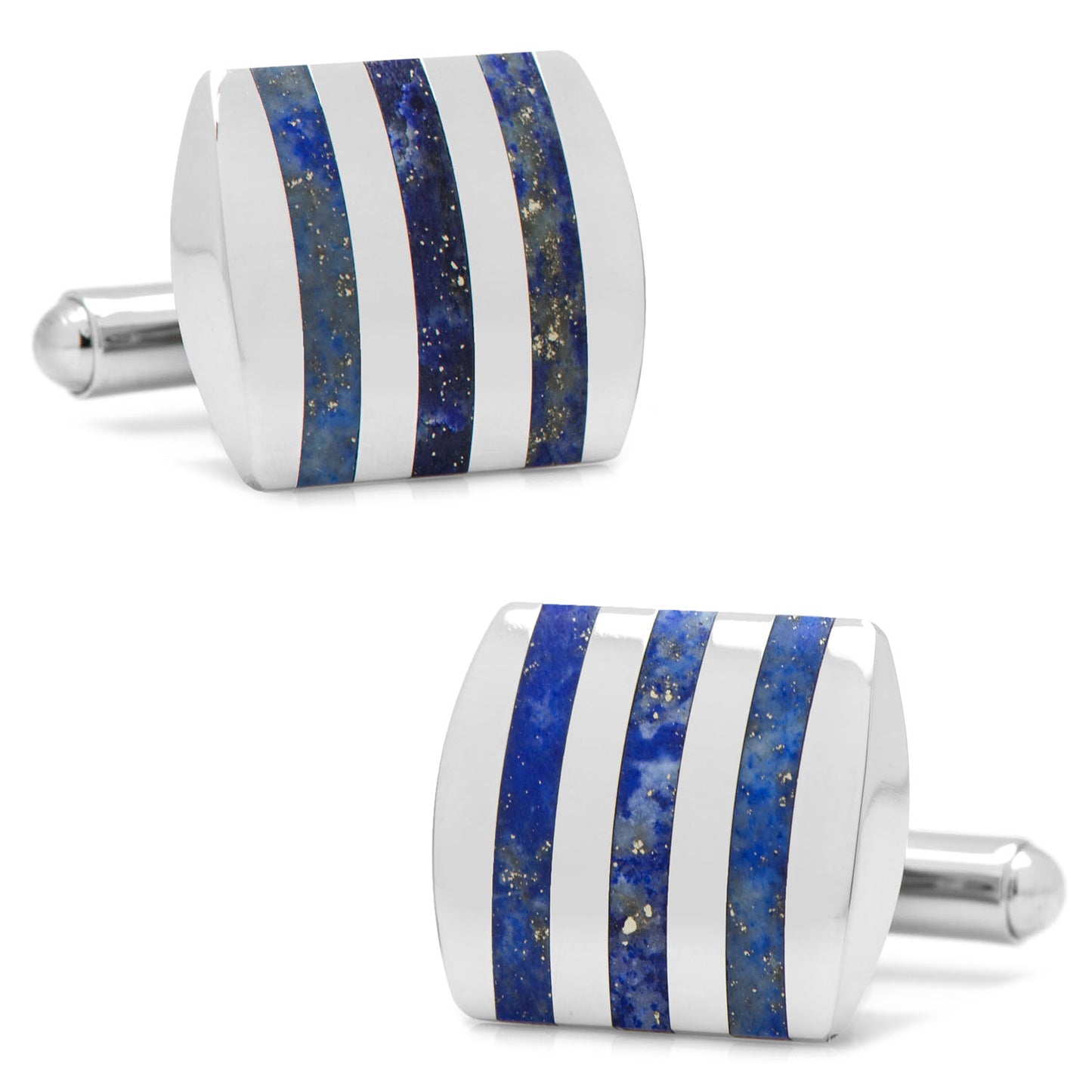 Stainless Steel Striped Lapis Cufflinks Image 1