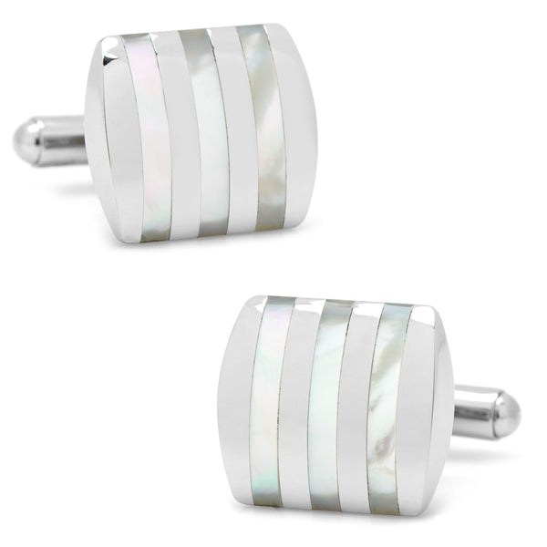 Stainless Steel Striped Mother of Pearl Cufflinks Image 1