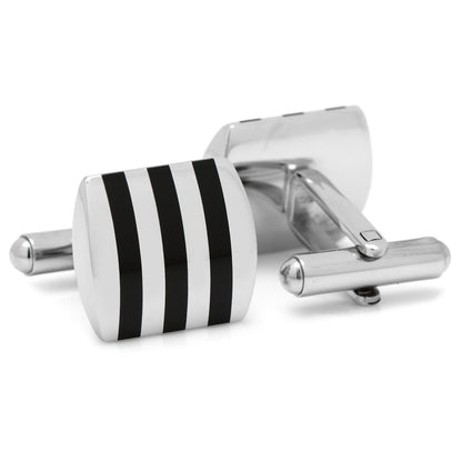 Stainless Steel Striped Onyx Cufflinks Image 2