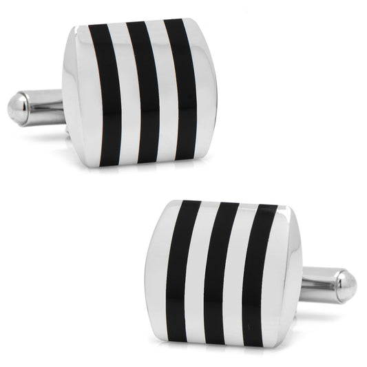 Stainless Steel Striped Onyx Cufflinks Image 1