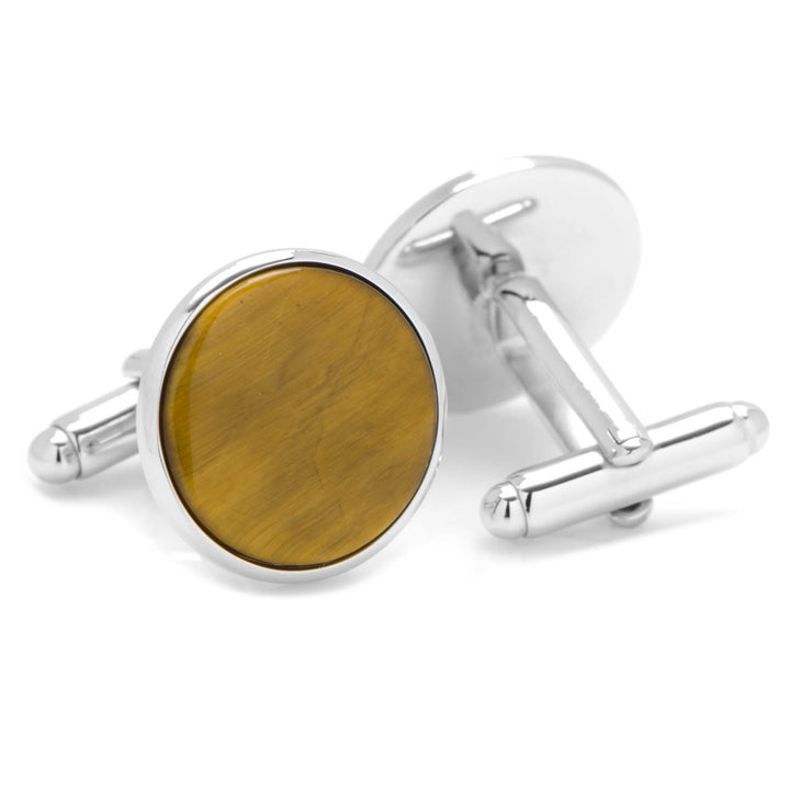 Silver and Tiger's Eye Cufflinks Image 2