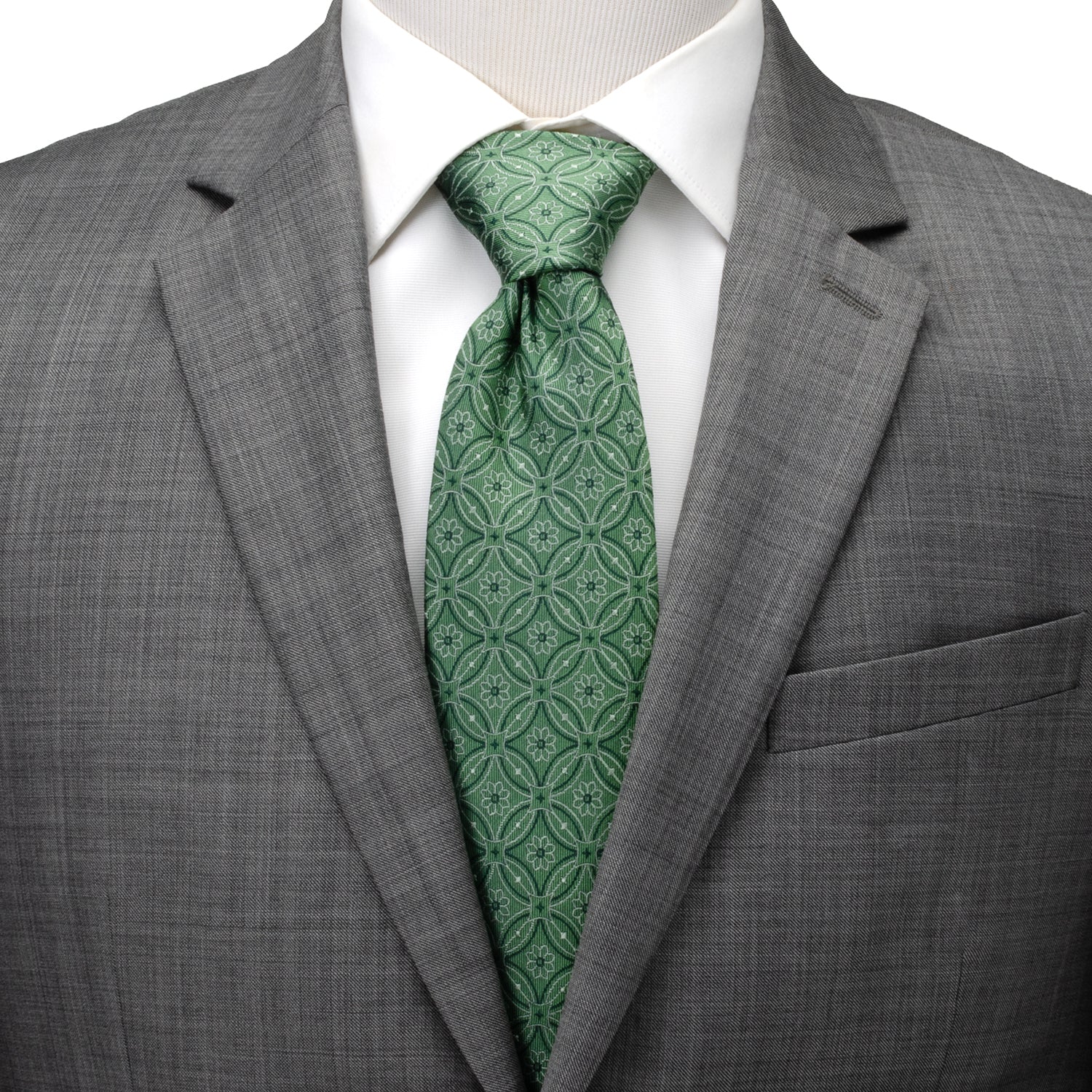 Watercress Green Tiled Big & Tall Men’s Tie Image 2