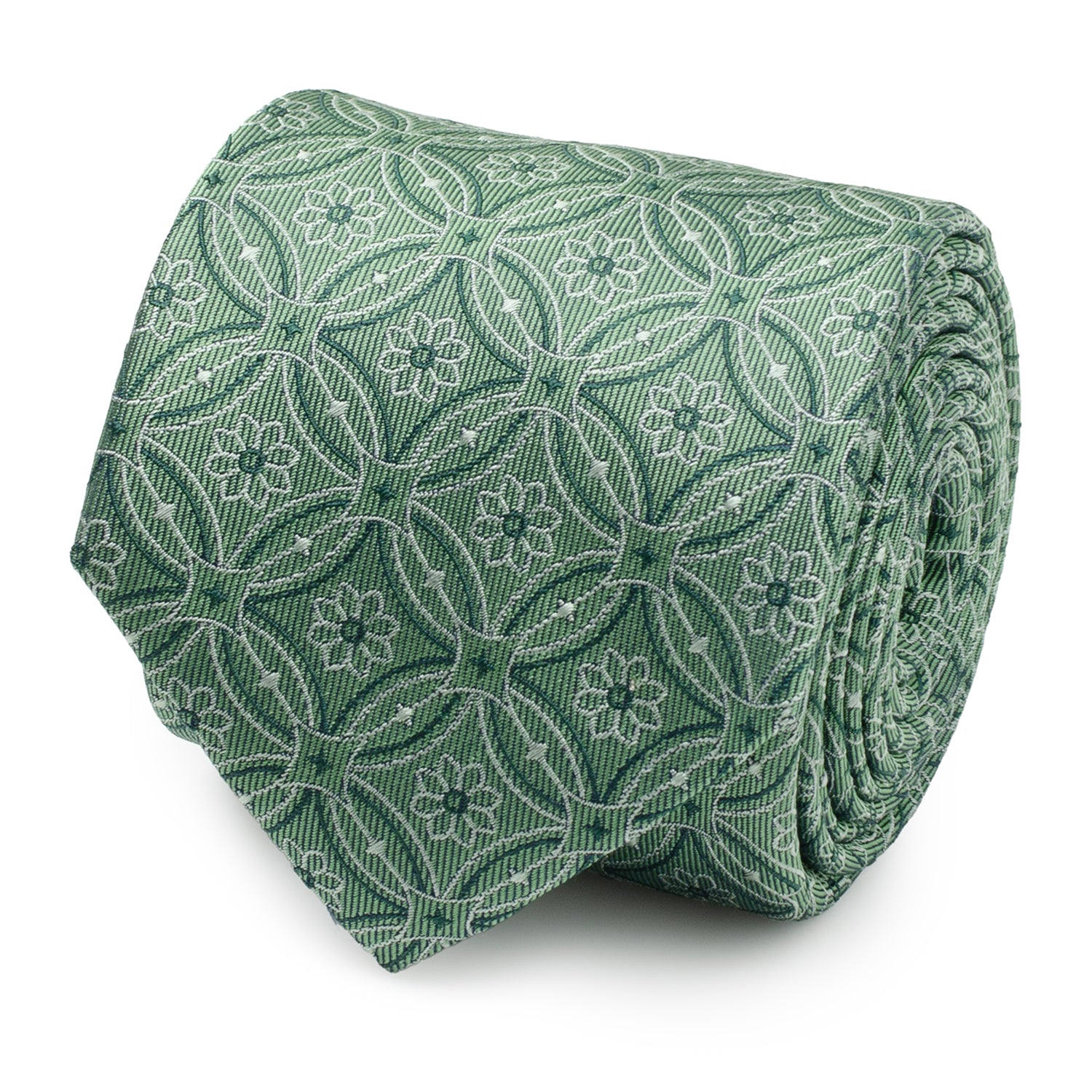Watercress Green Tiled Big & Tall Men’s Tie Image 1