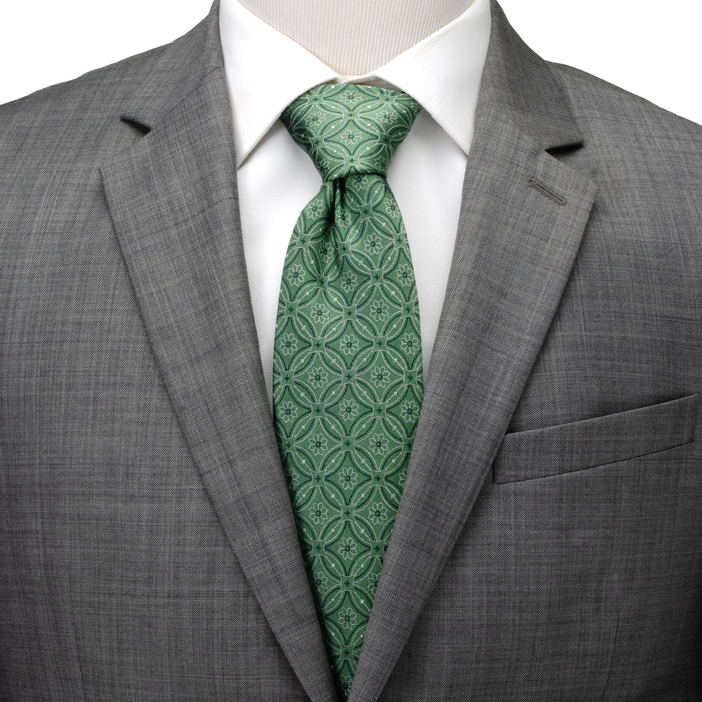Watercress Green Tiled Men's Tie Image 2