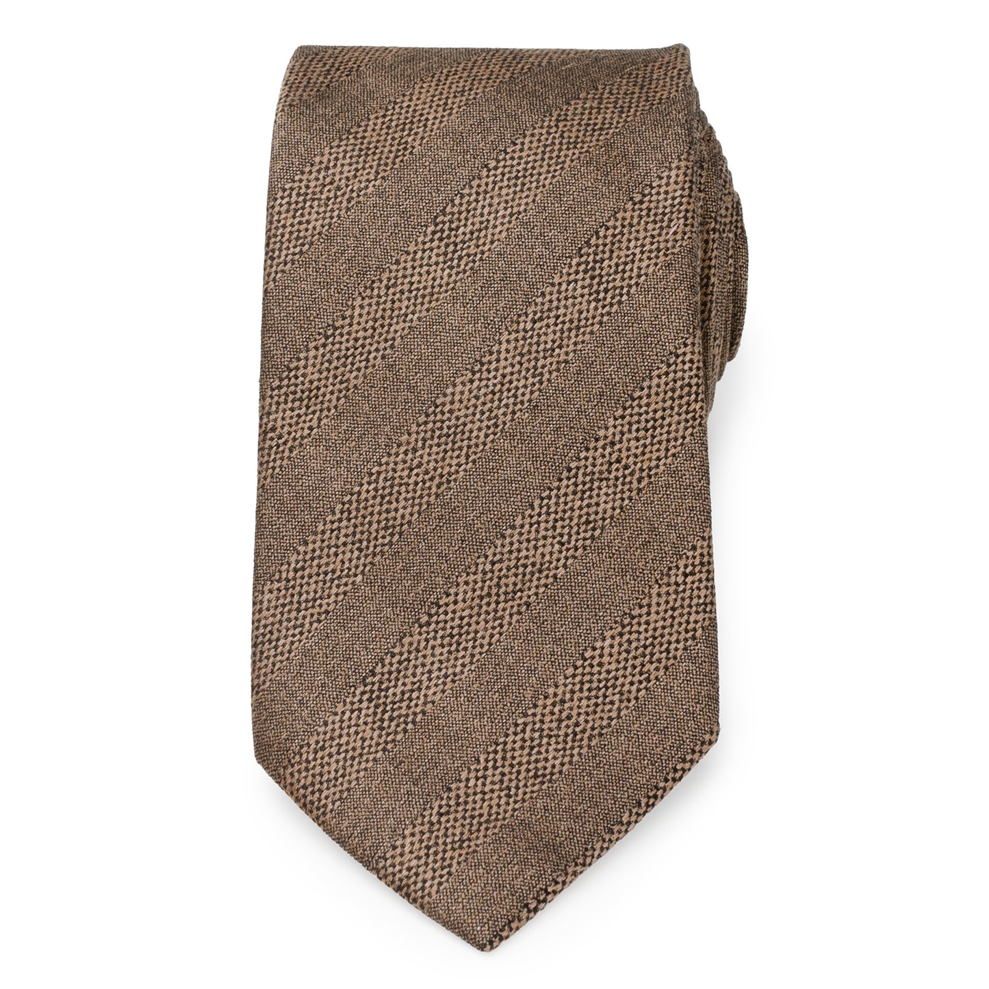 Tan Tweed Striped Linen Men's Tie Image 3
