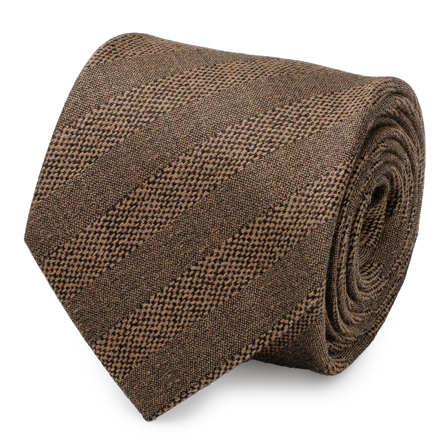 Tan Tweed Striped Linen Men's Tie Image 1