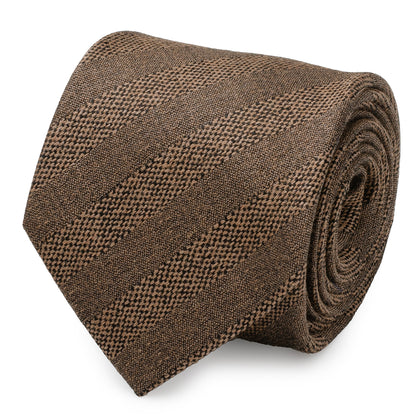 Tan Tweed Striped Linen Men's Tie Image 1