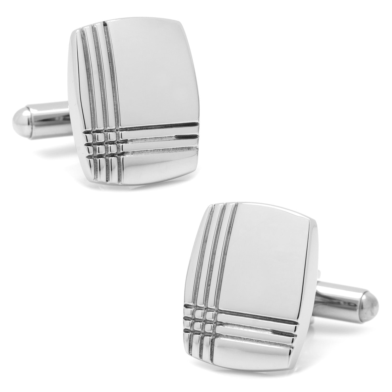 Sterling Silver Tartan Plaid Cufflinks Image 1