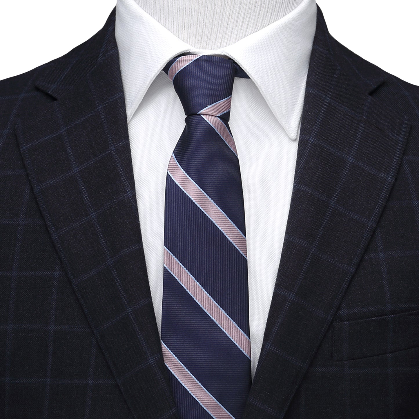 The Travis Tie (Navy Pink Stripe Men's Tie) Image 2