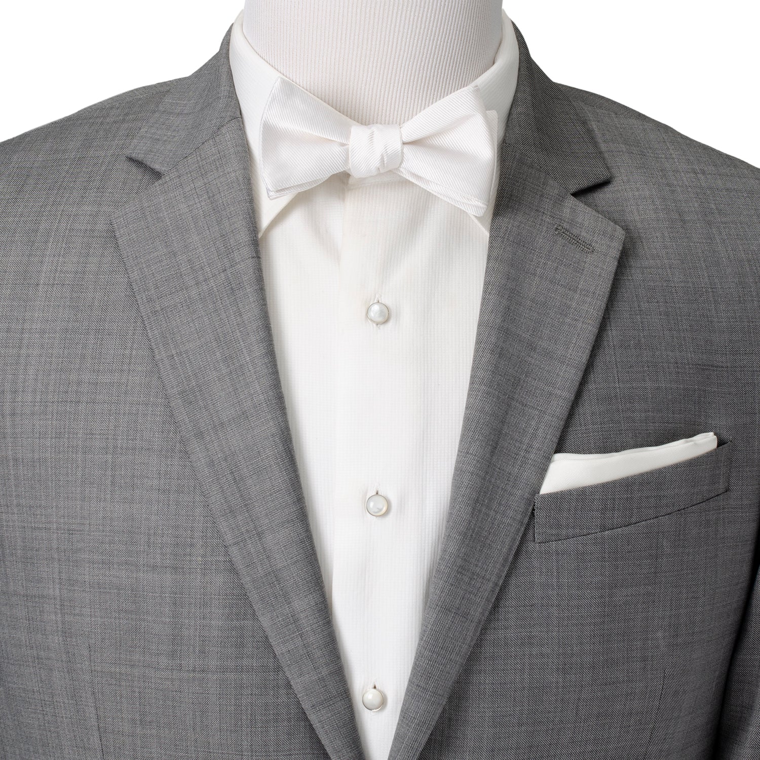 White Silk Self Bow Tie Image 2