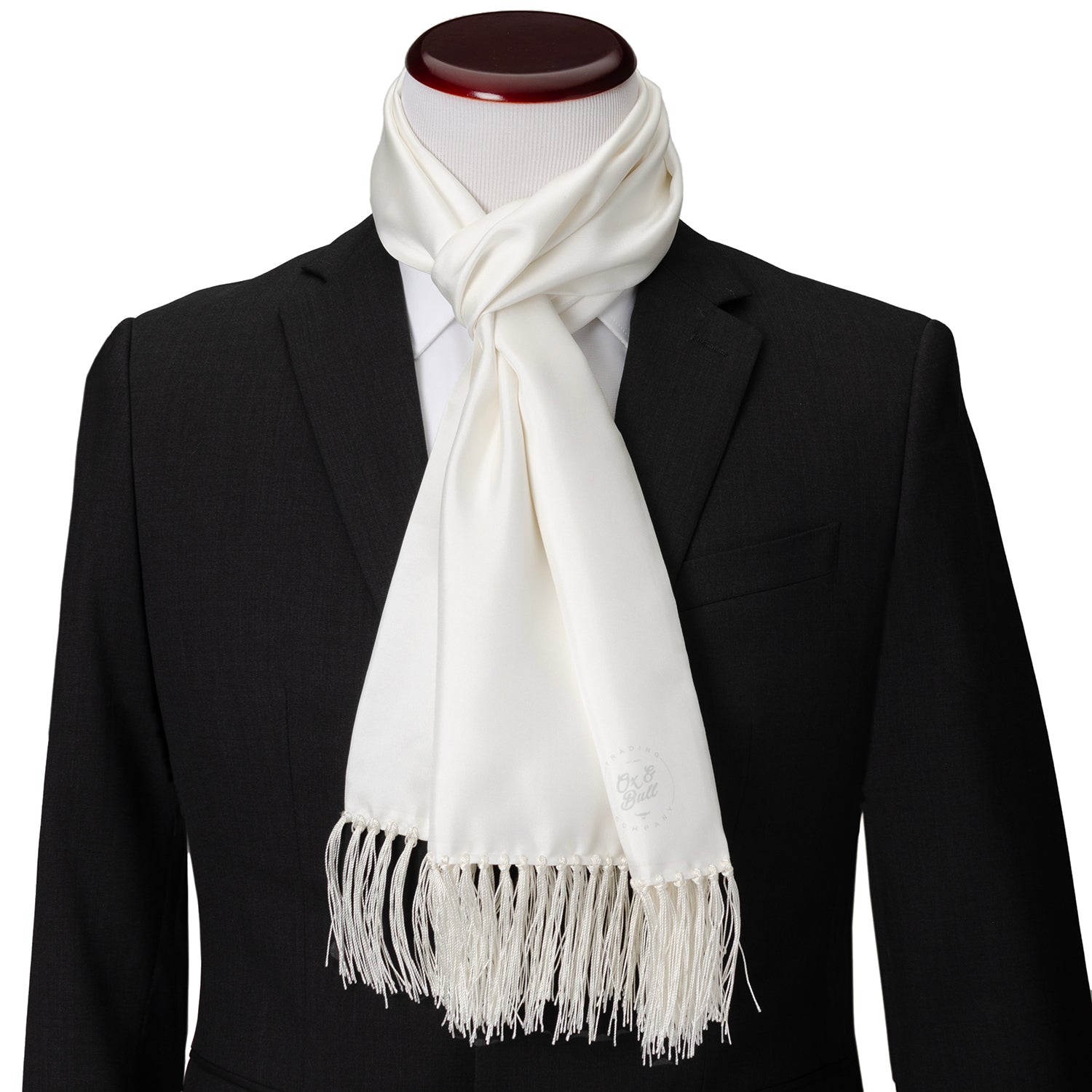 White Silk Tuxedo Scarf Image 2