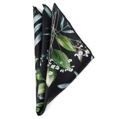 Leaf Watercolor Black Pocket Square Image 4