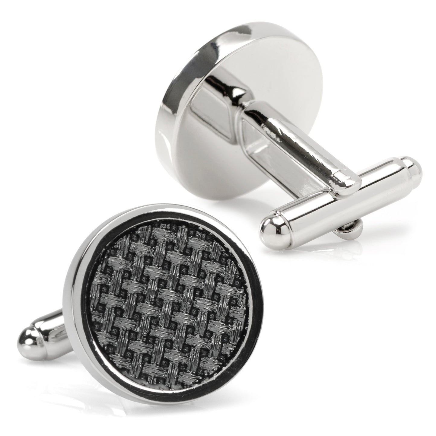 Woven Metal Black Cufflinks Image 3