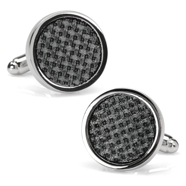 Woven Metal Black Cufflinks Image 1