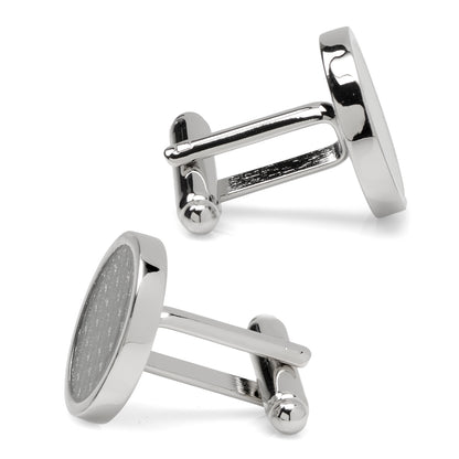 Woven Metal Silver Cufflinks Image 4