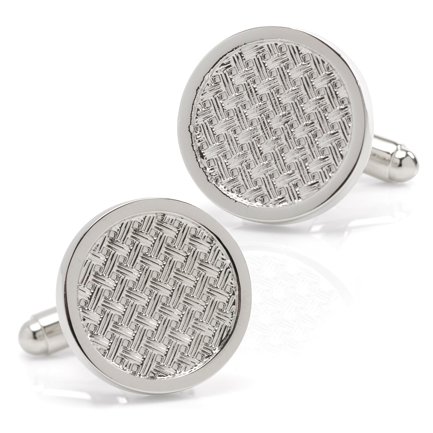 Woven Metal Silver Cufflinks Image 1