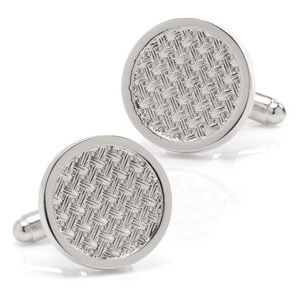 Woven Metal Silver Cufflinks Image 1