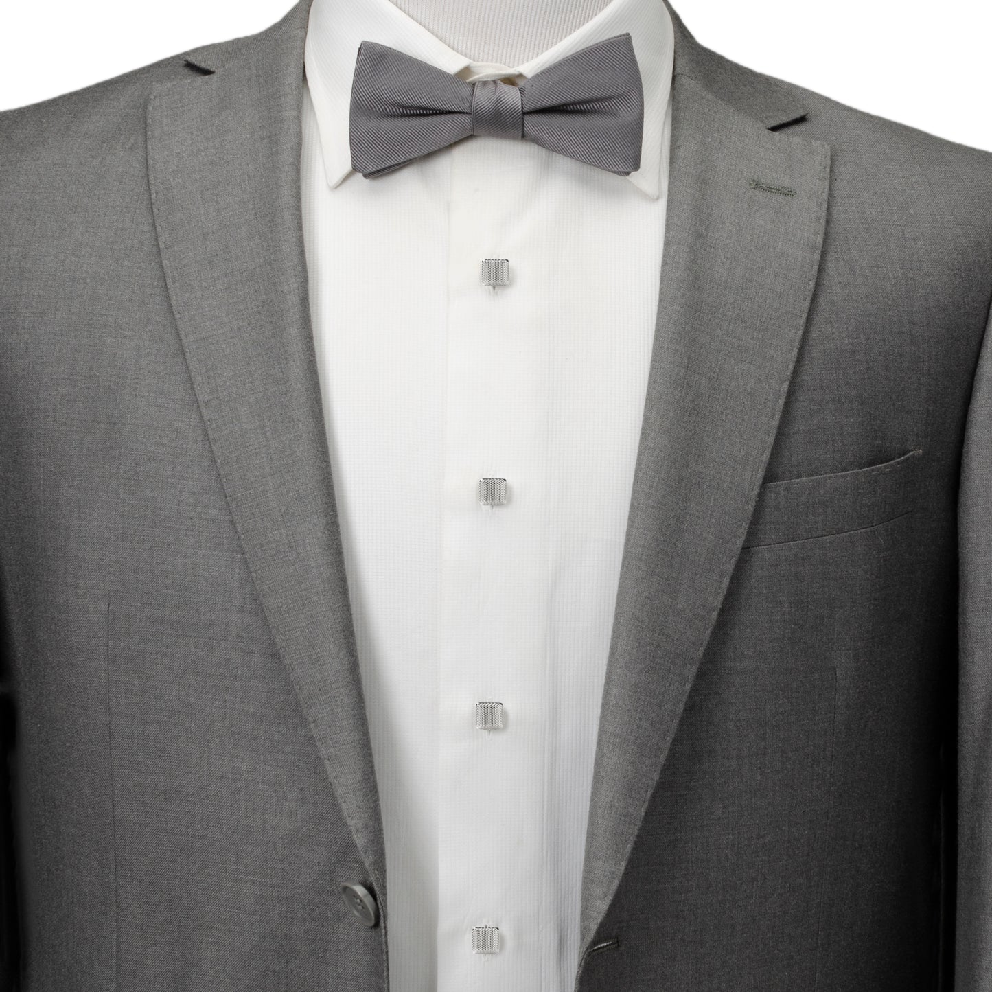 Silver Textured Square Studs Image 2