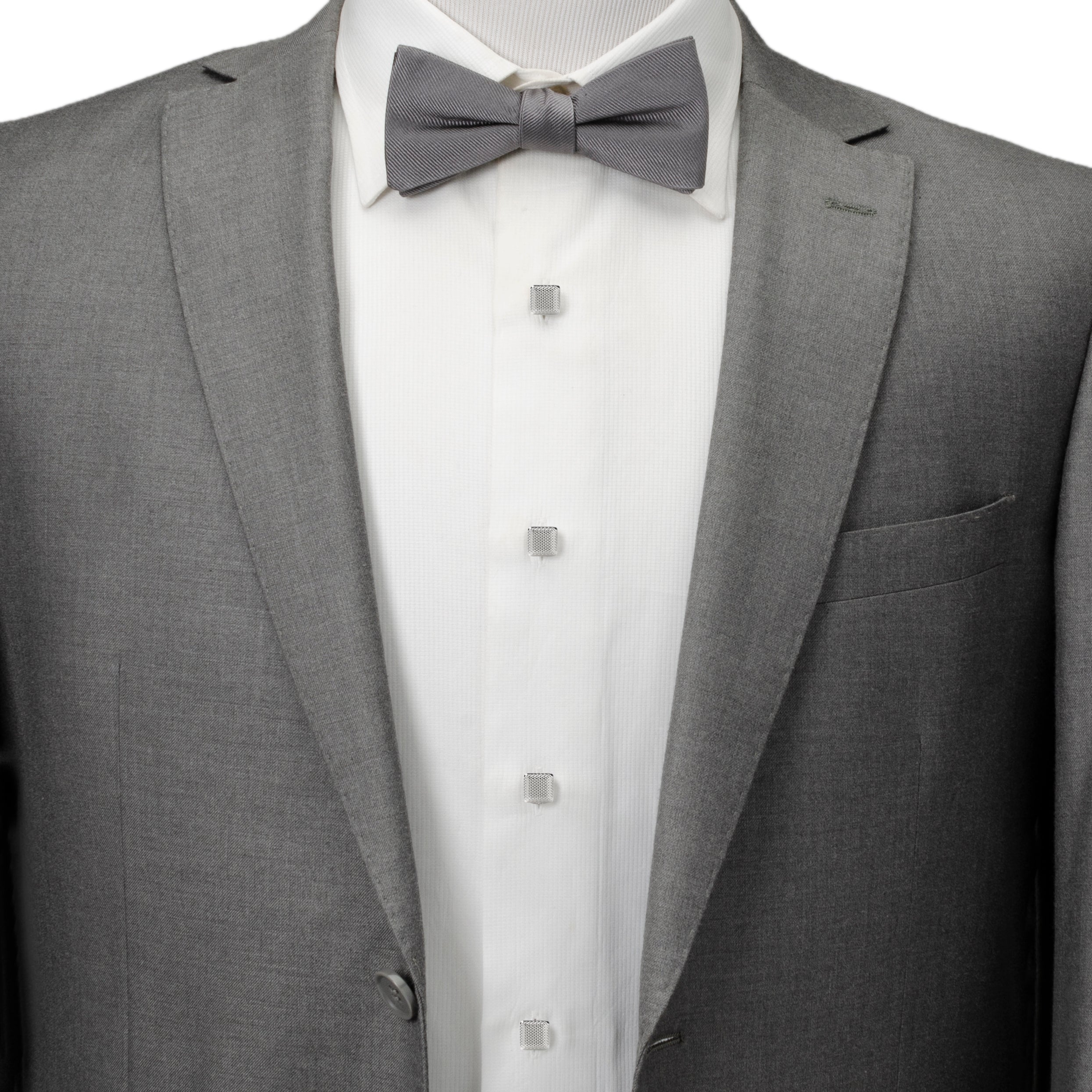 Silver Textured Square Studs Image 2