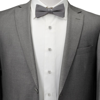 Silver Textured Square Studs Image 2