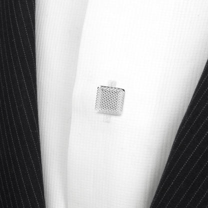 Silver Textured Square Studs Image 4