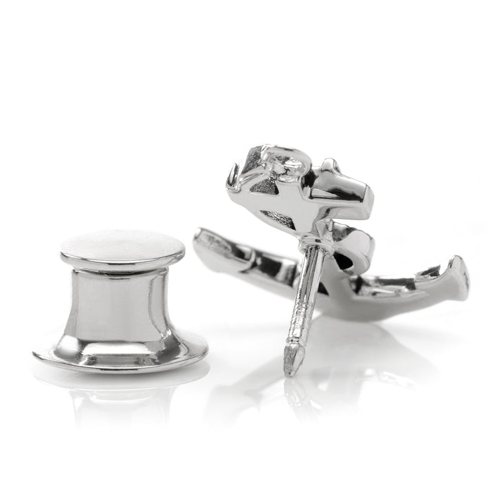 3D Anchor Sterling Silver Lapel Pin Image 3