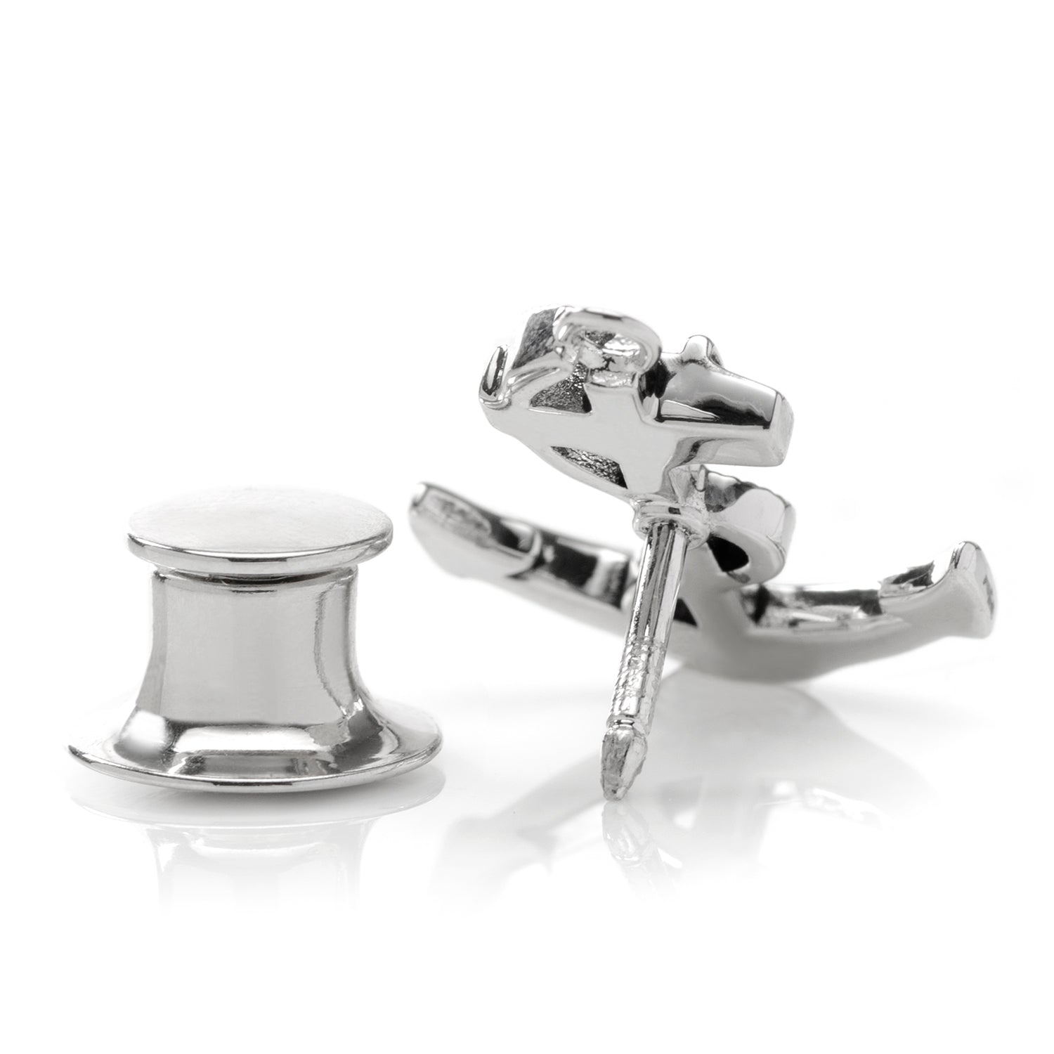 3D Anchor Sterling Silver Lapel Pin Image 3