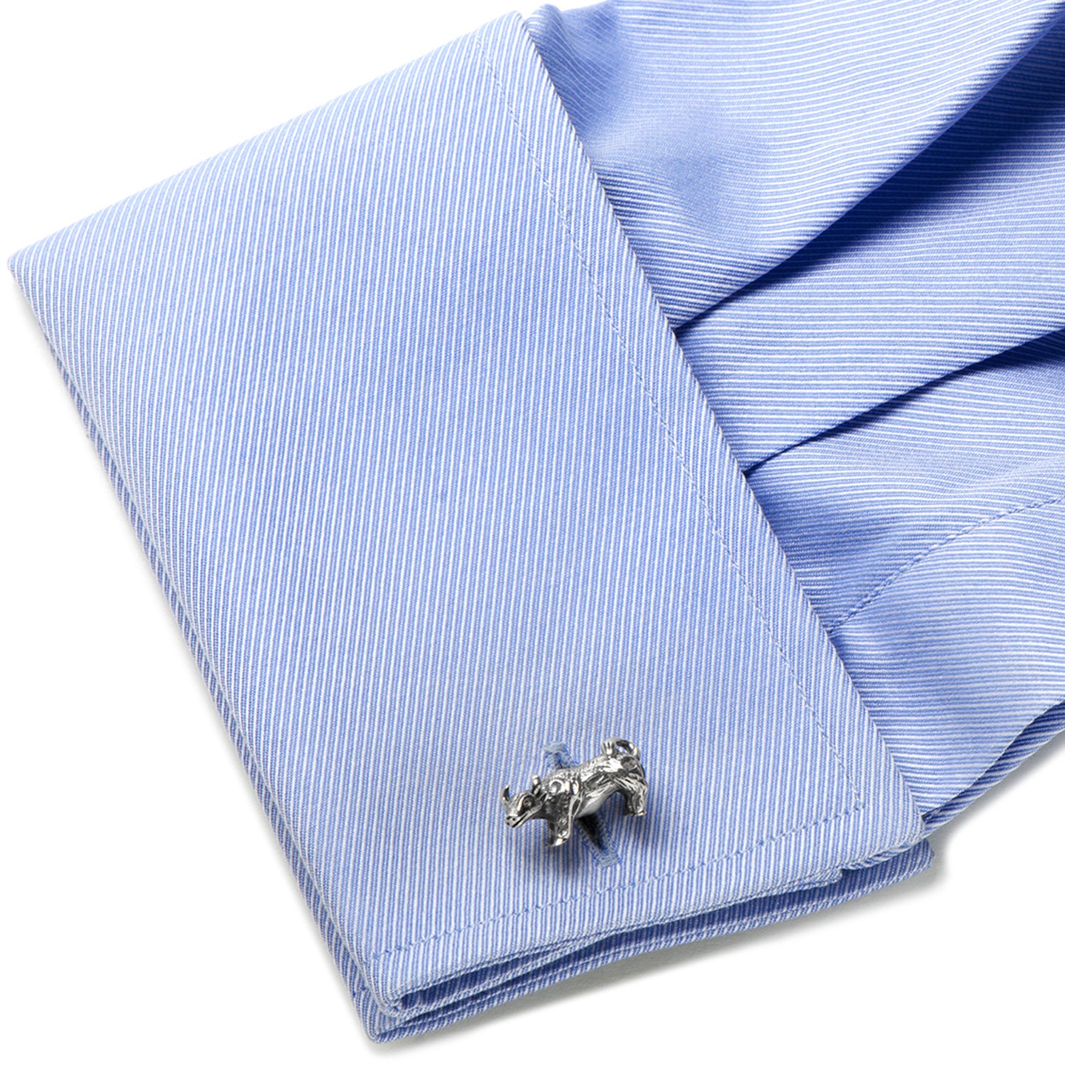 Sterling Silver Bull and Bear Cufflinks Image 3