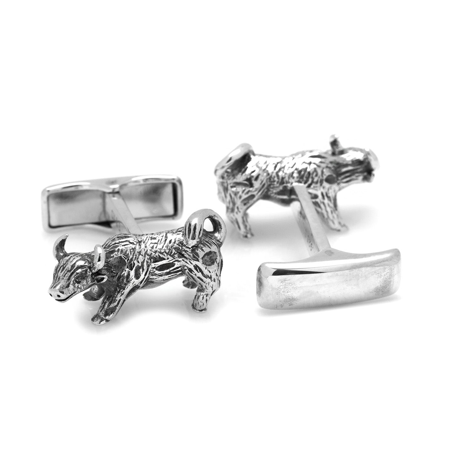 Sterling Silver Bull Cufflinks Image 2