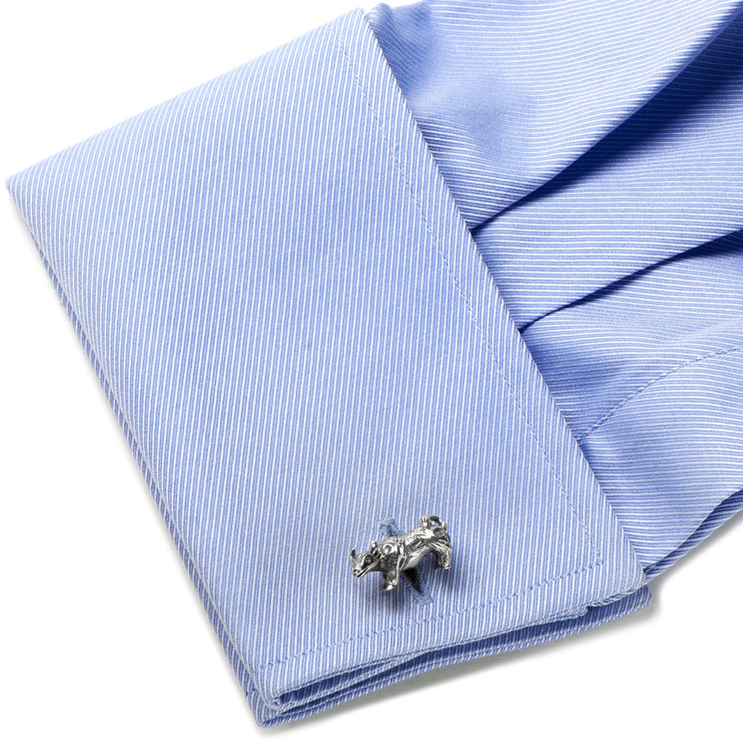 Sterling Silver Bull Cufflinks Image 3