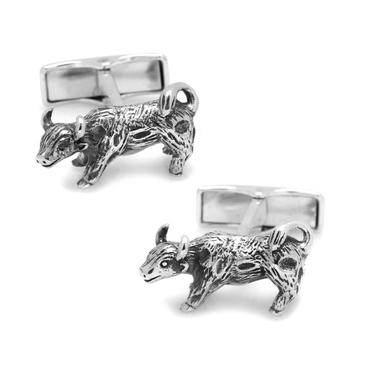 Sterling Silver Bull Cufflinks Image 1