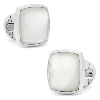 Sterling Silver Classic Cushion Mother of Pearl Cufflinks Image 1