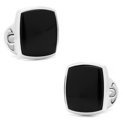 Sterling Silver Classic Cushion Onyx Cufflinks Image 1