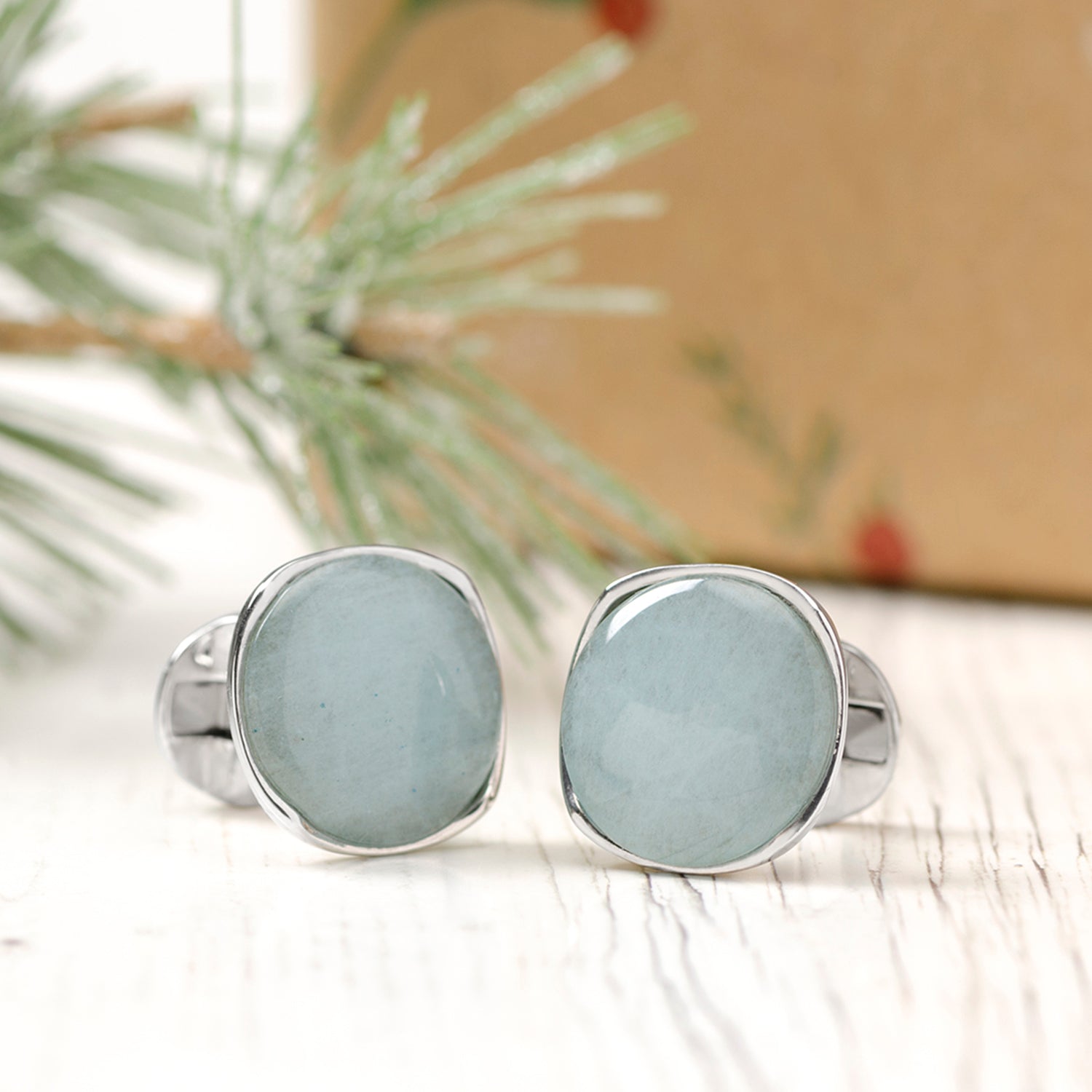 Sterling Silver Classic Formal Aventurine Cufflinks
 Image 5