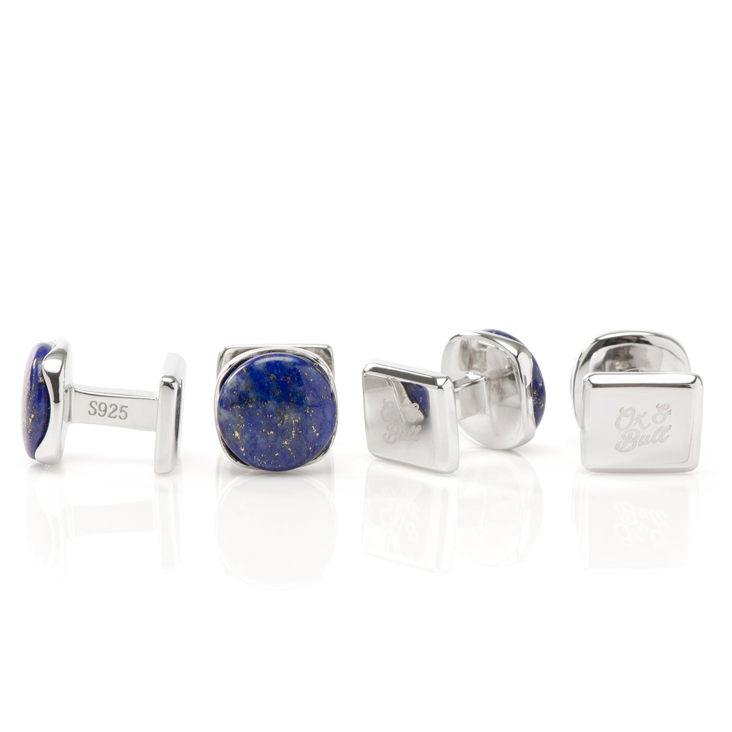 Sterling Silver Classic Formal Lapis Stud Set Image 3