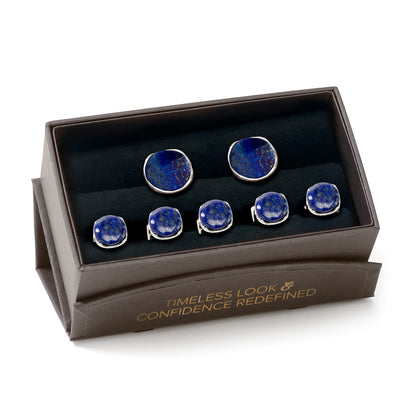 Sterling Silver Classic Formal Lapis Stud Set Image 7