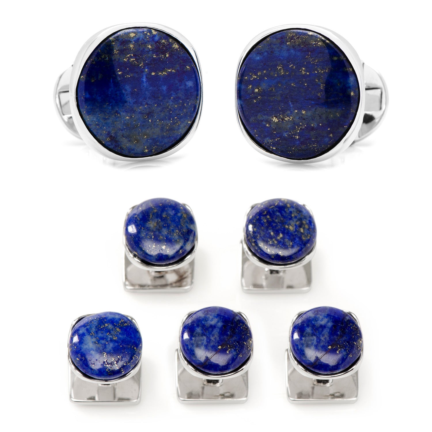 Sterling Silver Classic Formal Lapis 5-Stud Set