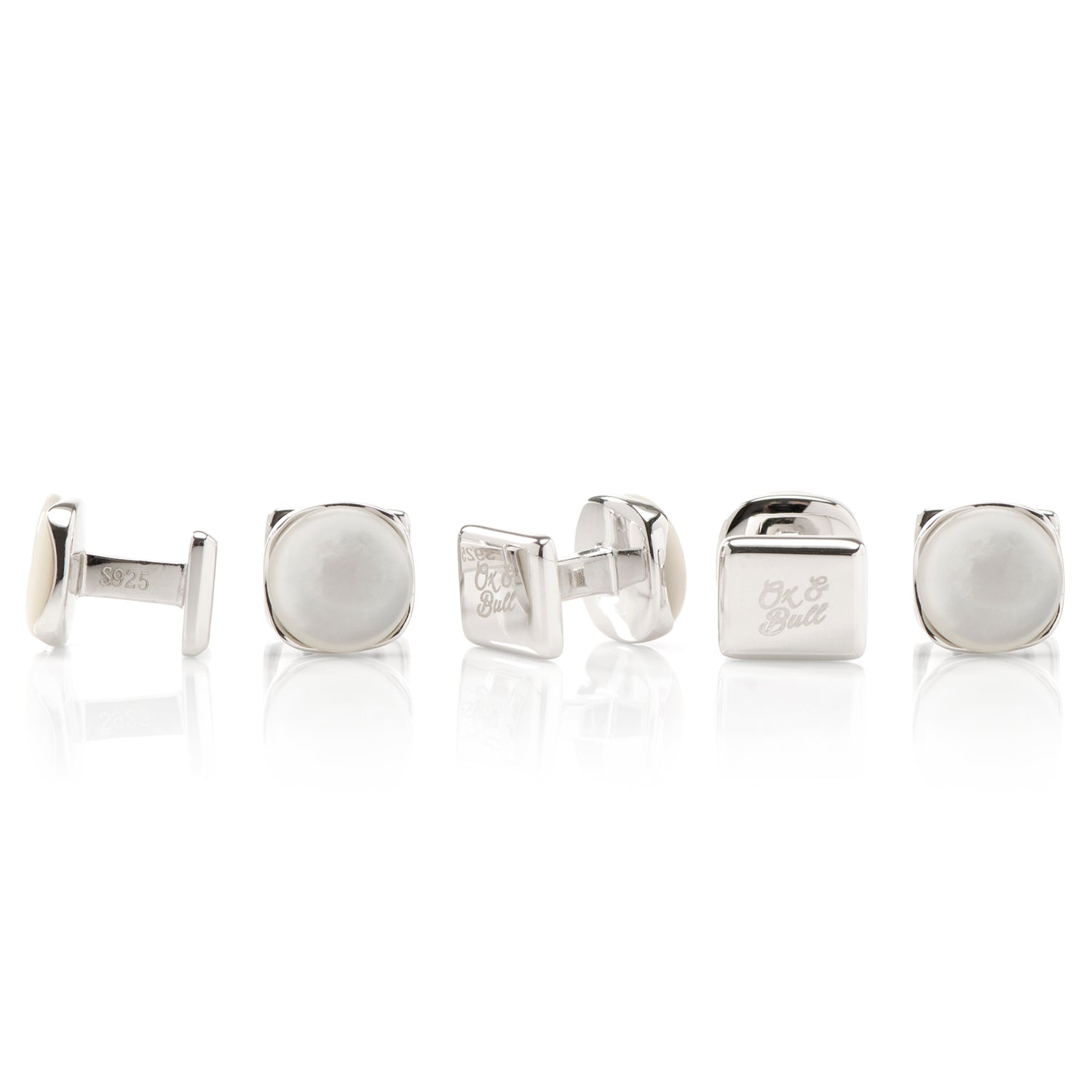 Sterling Silver Classic Formal Mother of Pearl Stud Set Image 3