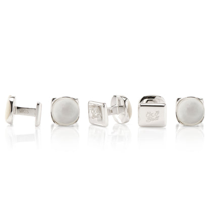 Sterling Silver Classic Formal Mother of Pearl Stud Set Image 3