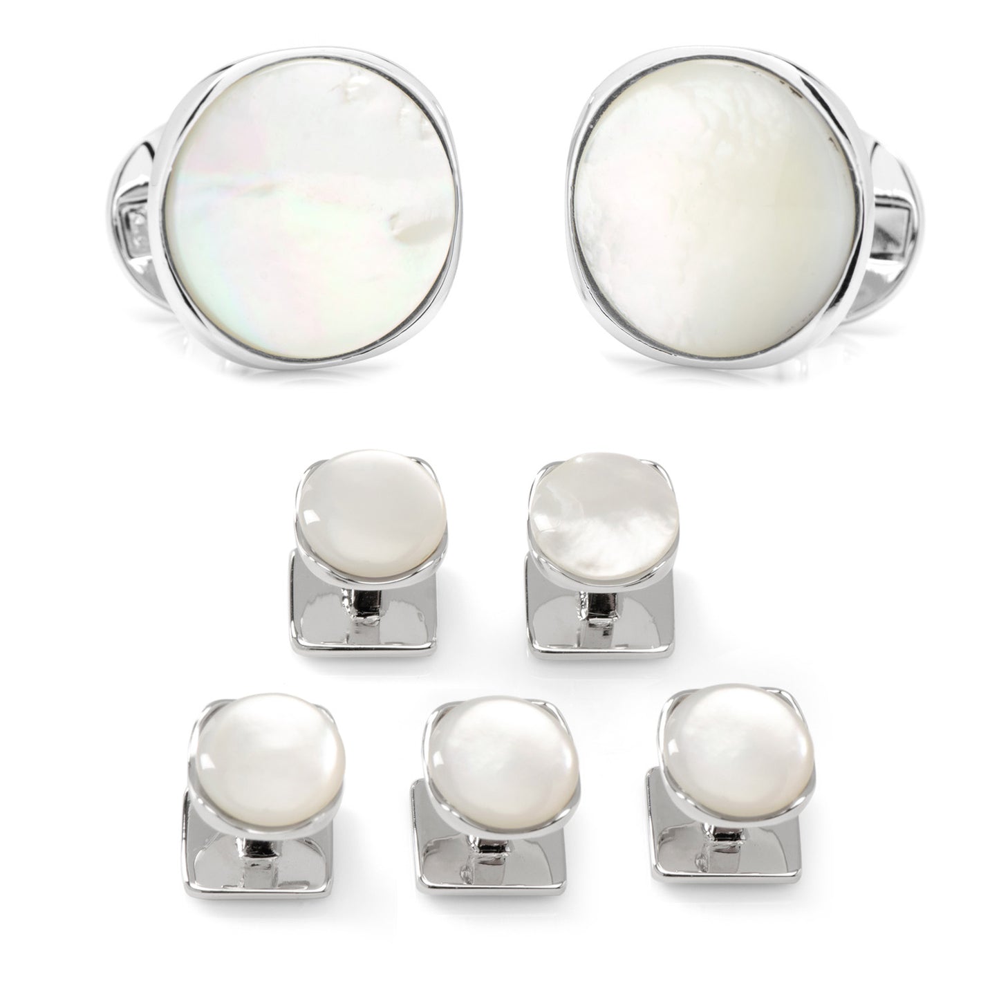 Sterling Silver Classic Formal Mother of Pearl Stud Set Image 1