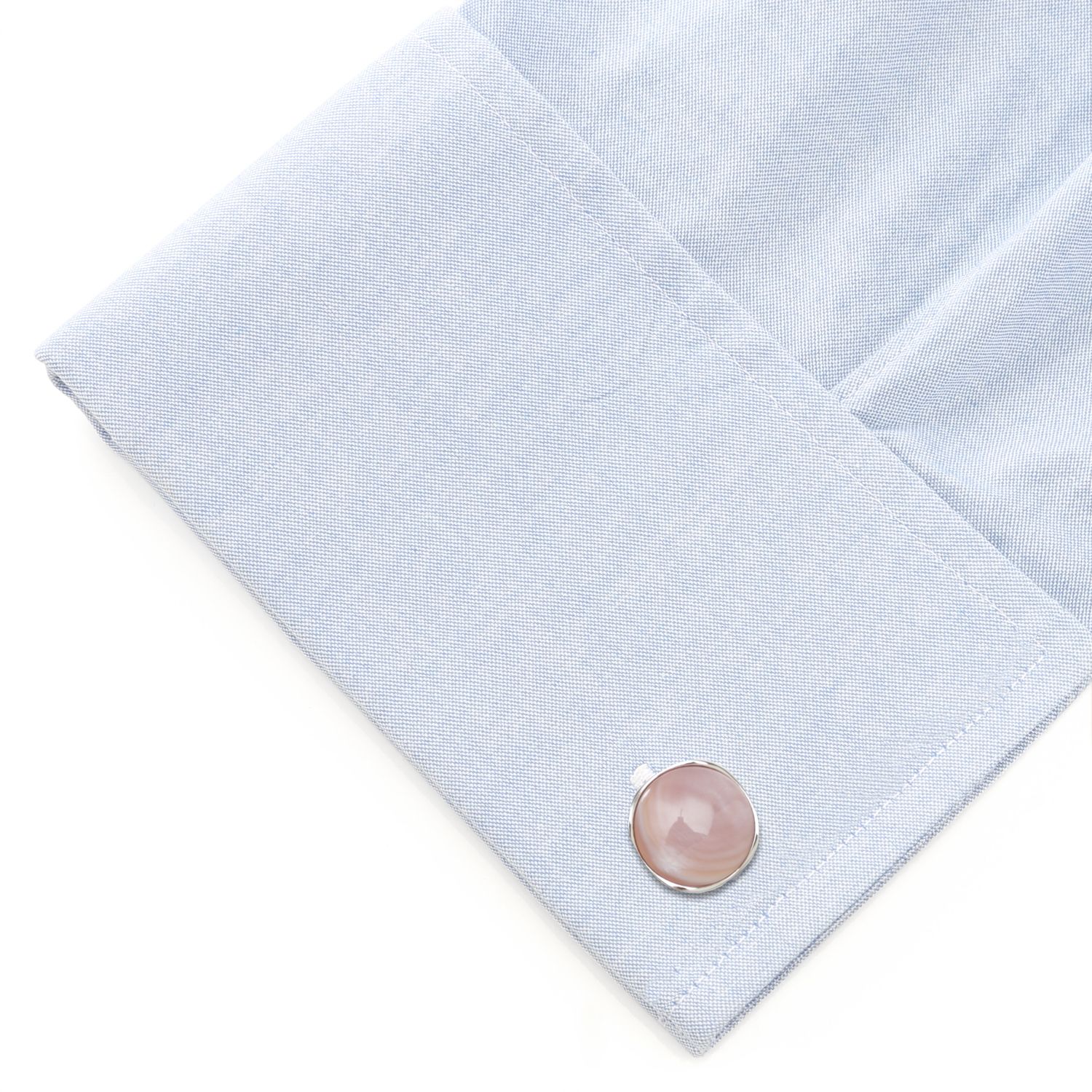 Sterling Silver Classic Formal Pink Mother of Pearl Cufflinks
 Image 3