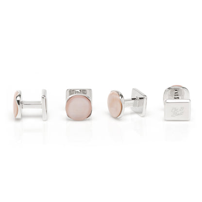 Sterling Silver Classic Formal Pink Mother of Pearl Stud Set Image 3