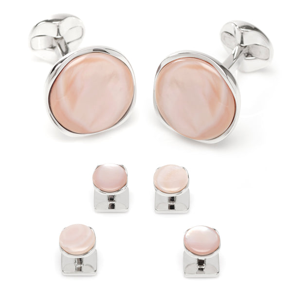 Sterling Silver Classic Formal Pink Mother of Pearl Stud Set Image 1