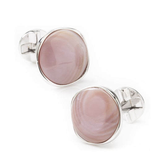 Sterling Silver Classic Formal Pink Mother of Pearl Cufflinks
 Image 1