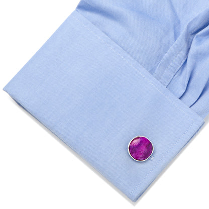 Sterling Silver Classic Round Sugilite Cufflinks Image 3