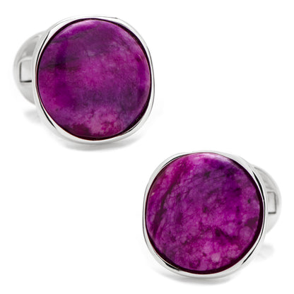 Sterling Silver Classic Round Sugilite Cufflinks Image 1