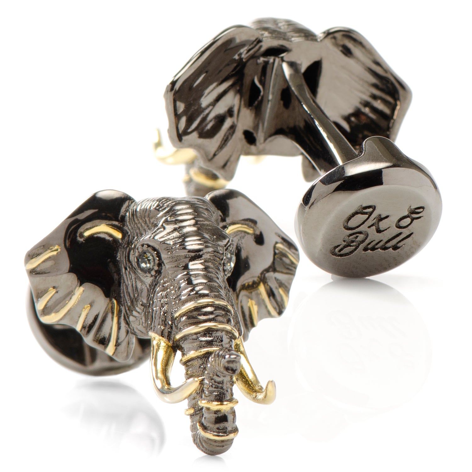 Sterling Silver and 14K Gold Vermeil Elephant Cufflinks Image 2