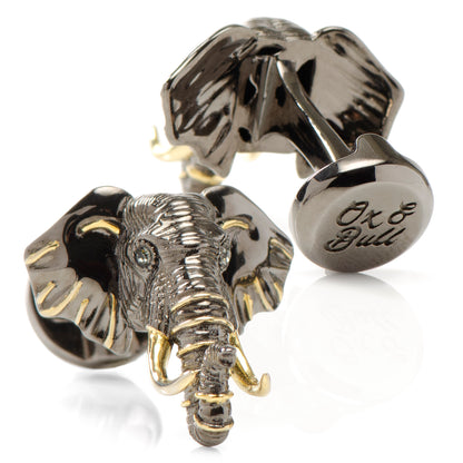 Sterling Silver and 14K Gold Vermeil Elephant Cufflinks Image 2